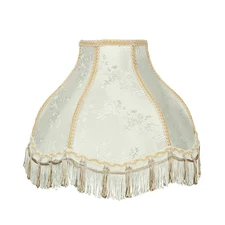 13 In. X 9.5 In. Ivory and Fringe Scallop Bell Lamp Shade