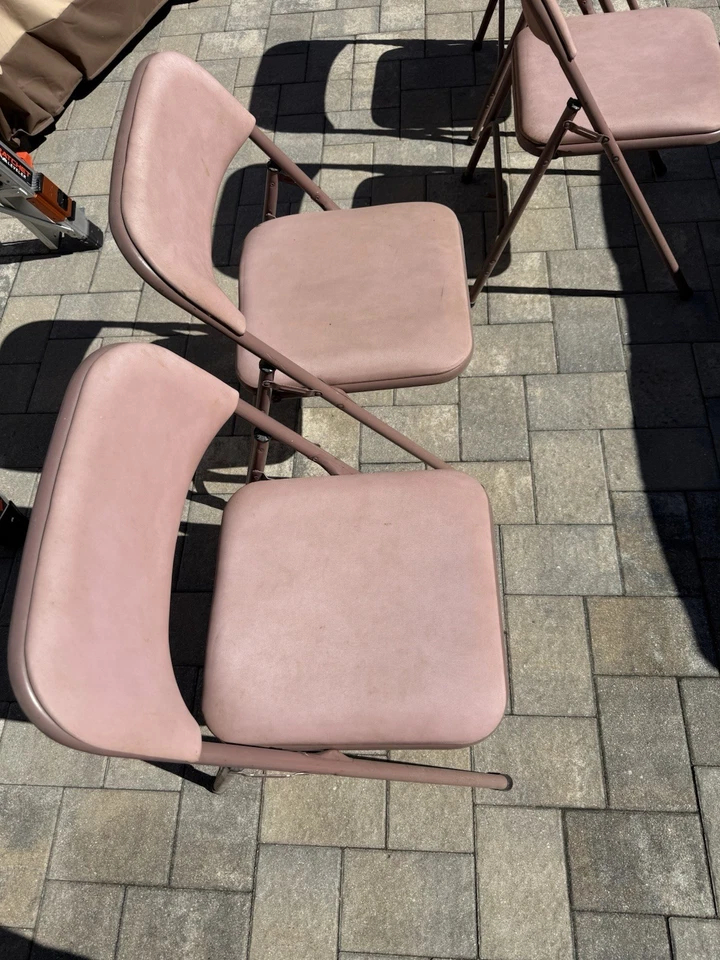 RARO - 4 sillas plegables Samsonite 1987 malva vintage - buen estado para la edad Foto 2 de 4