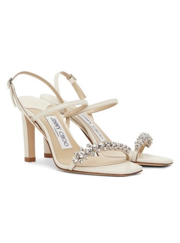 Jimmy Choo Meira Crystal Embellished Nappa Sandal size 37.5 - Picture 1 of 15