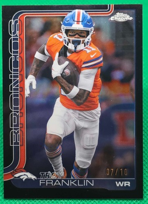 #ad 🔴RR 2025 Topps Chrome Football Troy Franklin True Black Refractor 07 10 Broncos $109.00