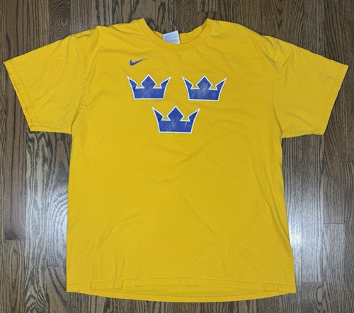 Sweden Hockey Shirt Mens X-Large Yellow Blue NHL Tre Kronor Nike Ice Hockey Tee