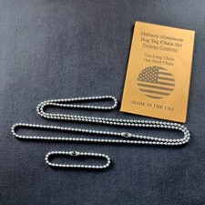 24" 4.5" Aluminum Military Ball Bead Dog Tag Chain Necklace Set in a Envelope