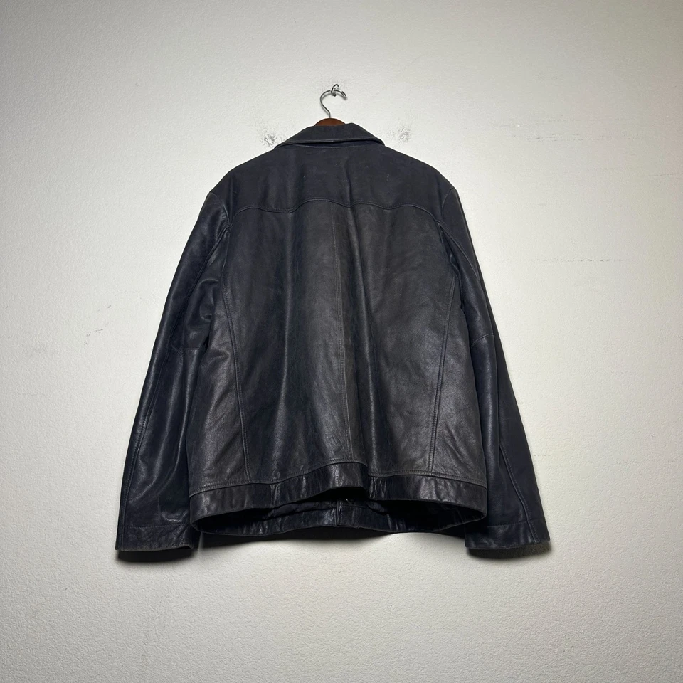 Merona Biker 摩托车外套皮革夹克男式 XL 外套纽扣拉链秋冬 — 第 3/4 张图片