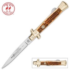 Kissing Crane Classic Amber Bone Handle Lock Back Folding Pocket Knife - NEW