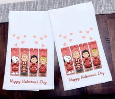 Kitchen Dish Towel Valentine's Day Heart Tea Towel Size 28x28 Ink on 100 Cotton