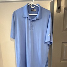 Callaway Opti-Dri Men's Golf Solid Blue Short Sleeve Polo Shirt Logo Size L