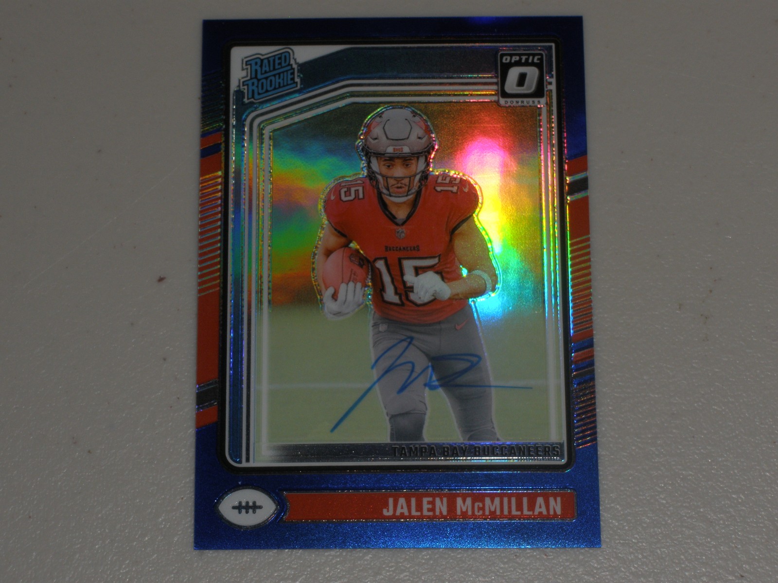 2024 Donruss Optic Rated Rookie Blue Prizm Auto #239 Jalen McMillan 43/99 RC