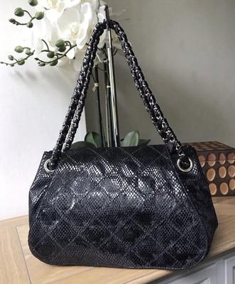 Reiss Schultertasche Handtasche Kunstleder Schlangenmuster mittelgroß