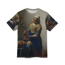 Johannes Vermeer Milkmaid Dutch Masterpiece Art Graphic Unisex Tee T-Shirt Top