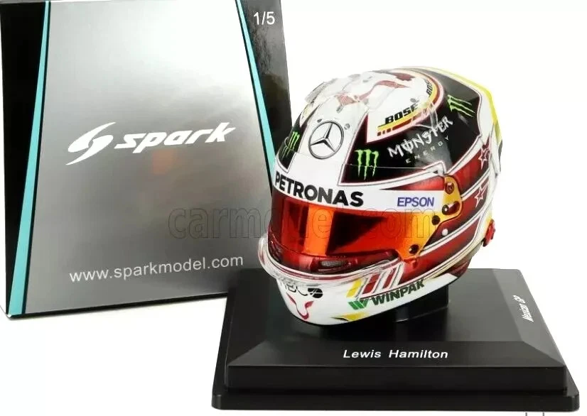 SPARK 1/5 F1 RACING HELMET LEWIS HAMILTON MERCEDES #44 MEXICAN GP 2018 5HF172 - Image 4 of 4