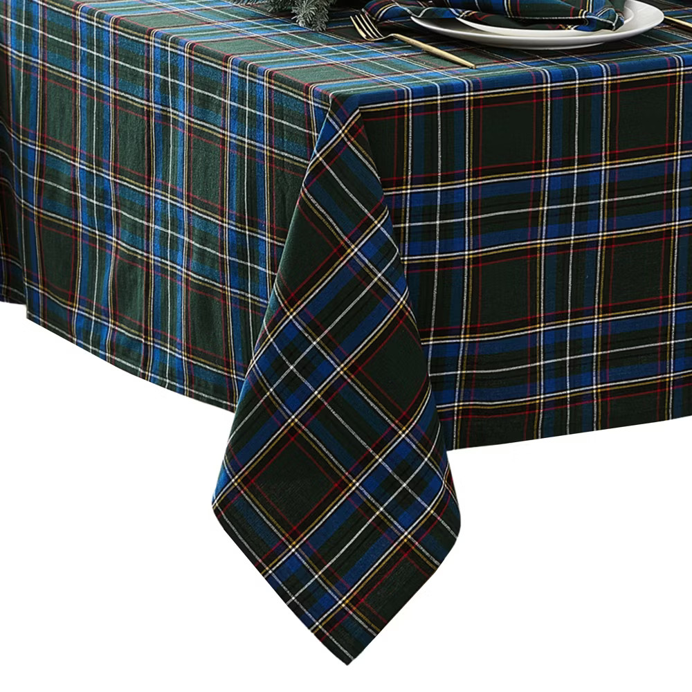 Stowe Tartan Holiday Plaid Tablecloth - Green - 52x70 - Elrene Home