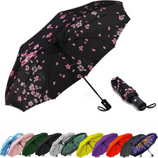SIEPASA Sakura Windproof Travel Compact Umbrella - Automatic Umbrellas for Rain,