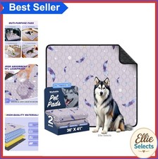 Washable Dog Pee Pads 36 x 41 Inch 2 Pack Cotton Polyester Non Slip Waterproof