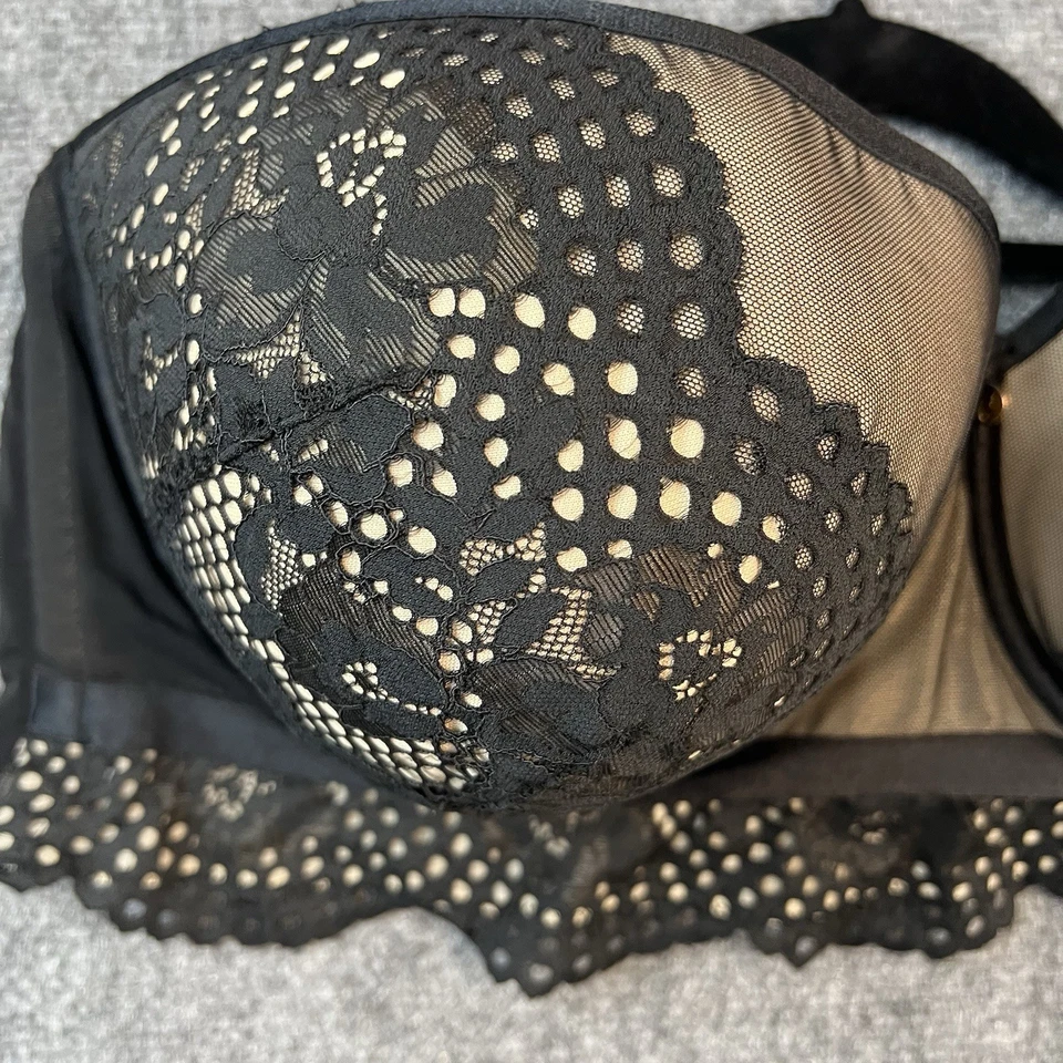 Lote de 2 sutiãs plus size 46DDD Breezies cetim azul e renda cacique preto - Imagem 3 de 4