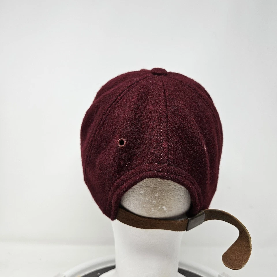 Broner Hat Cap Strap Back One Size Burgundy Brown Suede Leather Brim Buckle Mens - Image 4 of 4