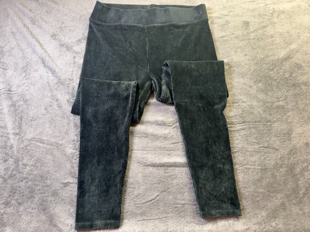 M&S Womens Ribbed Velour Leggings UK 14 Regular Dark Green Stretch Soft 09858015 image 4