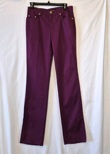 Vintage Roberto Cavalli Dark Purple Designer Straight Leg Jeans 28 X 35 Studded