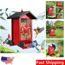 Red Metal Bird Feeder Weight Activated Perches