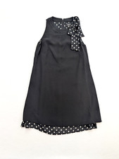 Tahari Women's Dress Size 2P Black Shift Bow Polka Dot Trim