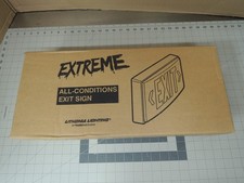NEW Lithonia Indura Die-Cast Aluminum Exit Sign, Damp, NEMA 4X Double Face Red