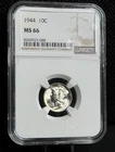 1944 mercury dime 10c MS 66 NGC BU GEM++++++