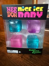 NeeDoh Nice Ice Baby 4 pack Nee Doh Mini Nice Cubes Pink Blue Purple NEW SEALED