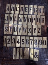 Vintage Brass Stencils 2 Letter Stencils Alphabet, Numbers Punctuation