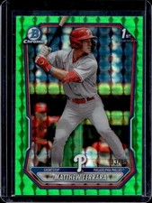 2026 Bowman Matthew Ferrara Chrome Green Geometric Refractor 1st #/99 Phillies
