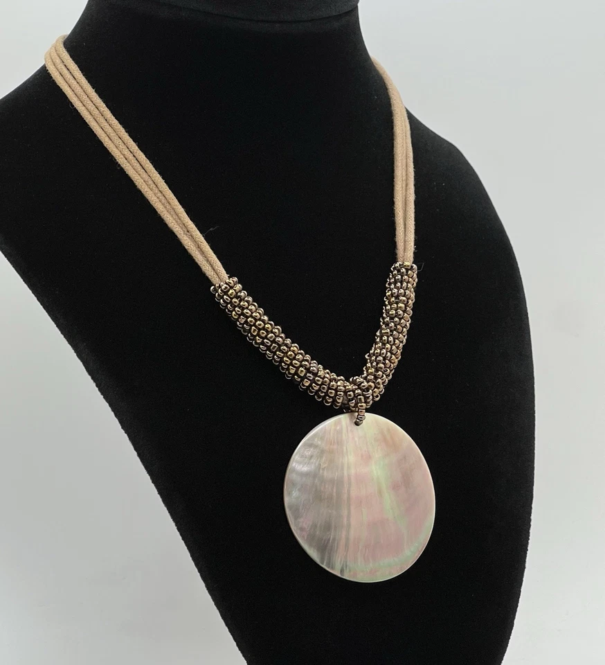 Lia Sophia “Harvest Moon” Mother of Pearl Abalone Choker Necklace Adj. 16 To 18” - Image 2 of 4