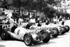 1937 MONACO FORMULA ONE GRAND PRIX 4-MERCEDES BENZ W125 AUTO RACING 8x12 PHOTO