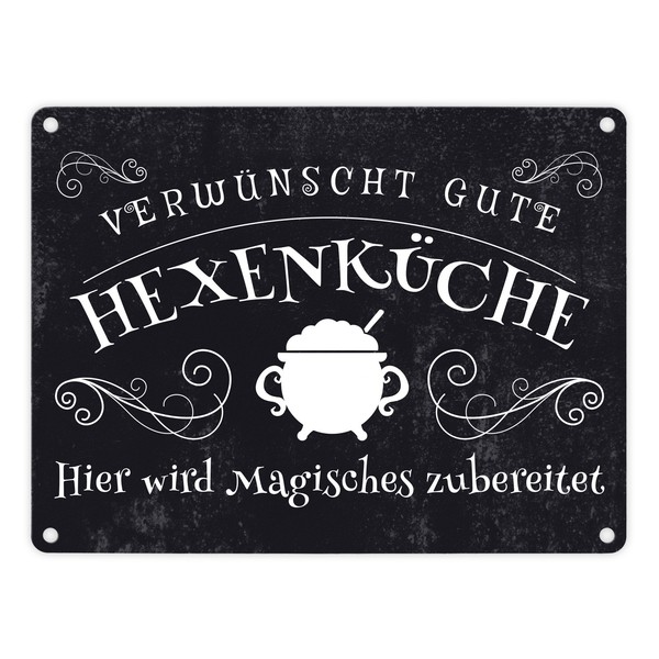 VerwüNscht Gute HexenküChe Halloween Metallschild In 15X20 Cm Mit Lustigem-image