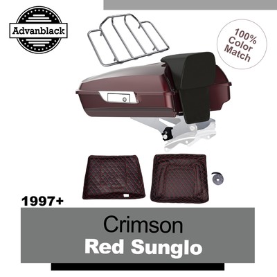 Crimson Red Sunglo Razor Tour Trunk Pack Luggage Backrest Fits 1997+ Harley