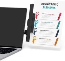 Monitor Mount Document Clip, Document Holder for Typing Clips to Laptops & Monit