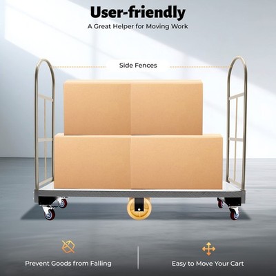 Heavy Duty 16'' x 65 Steel Dolly U-Boat Utility Material Cart Platform Hand Truck