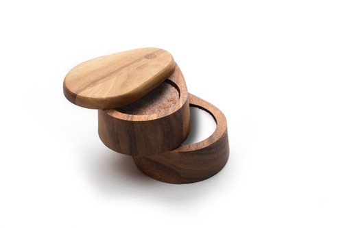 Ironwood Gourmet Double Layer Swivel Salt Cellar Box, Acacia Wood - 第 1/8 張圖片