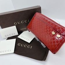 Beautiful Condition GUCCI Long Wallet Micro Shima Ribbon Charm with Box and Dust