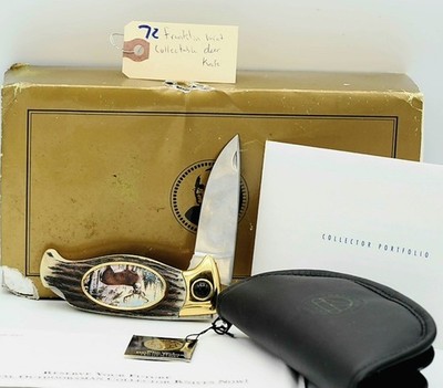 NIB Franklin Mint Wildlife Series Deer Knife With Paperwork #B11ZM50 From 1990's