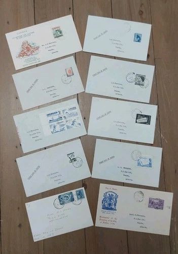 Canada Postal History - Lot of 10 Vintage Private FDC's - 1940-1960s