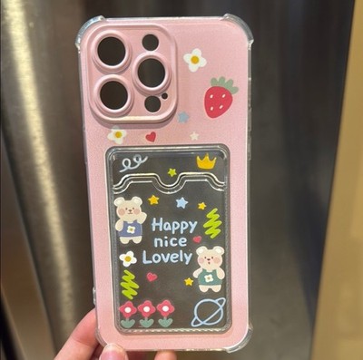 Cute, Pink iPhone 13 Pro Max Case with Pocket