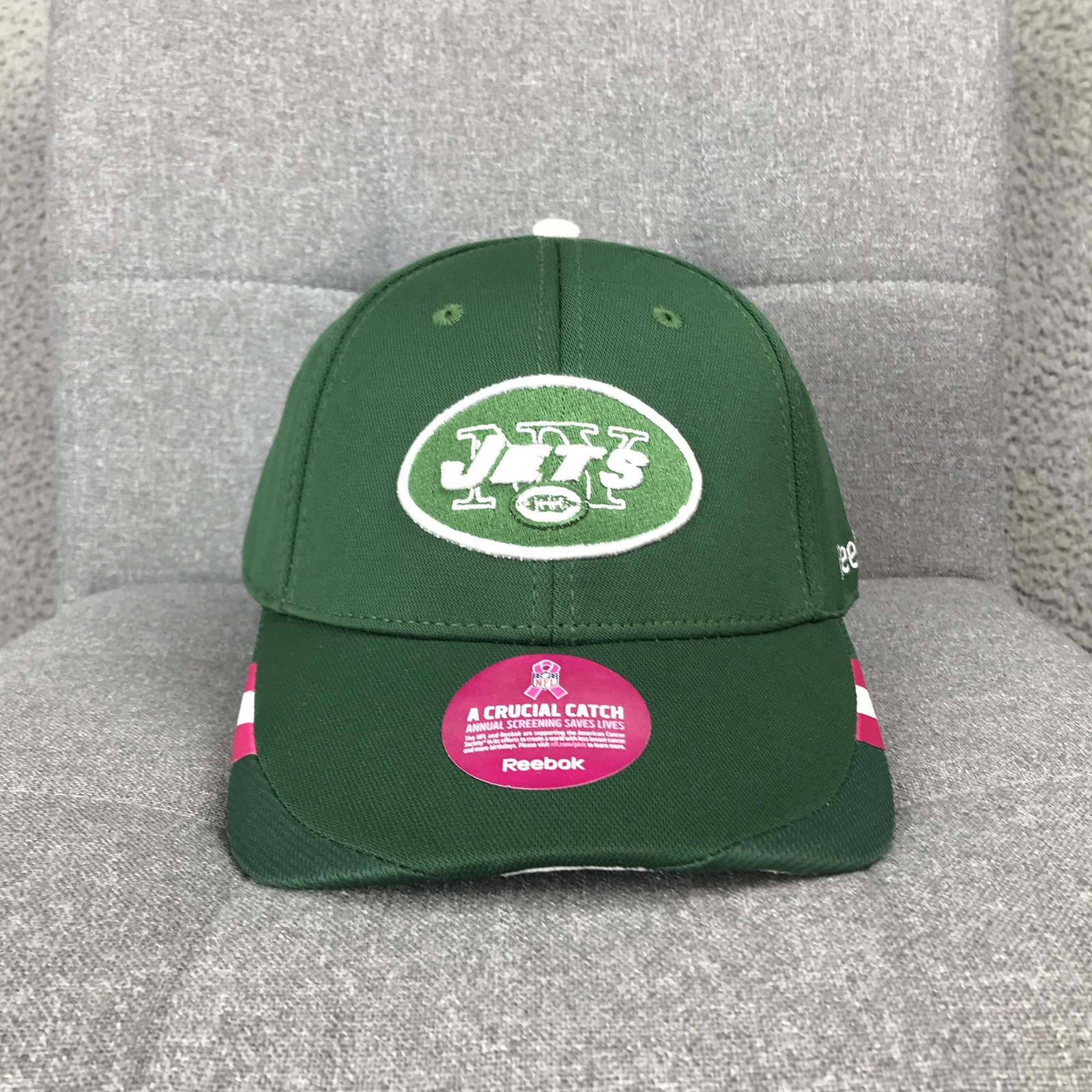 New York Jets Hat Cap Strap Back Mens One Size Green Pink NFL Football Reebok
