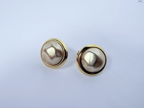 Vintage Napier Champagne Faux Mabe Pearl Statement Earrings