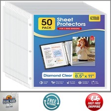 50 Pack Clear Sheet Protectors 8.5x11 Top Loading for 3 Ring Binder Letter Size
