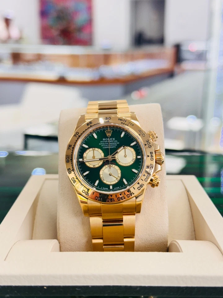 Rolex Cosmograph Daytona 116508 esfera verde personalizada oro amarillo de 18 quilates CAJA/PAPELES Foto 4 de 4