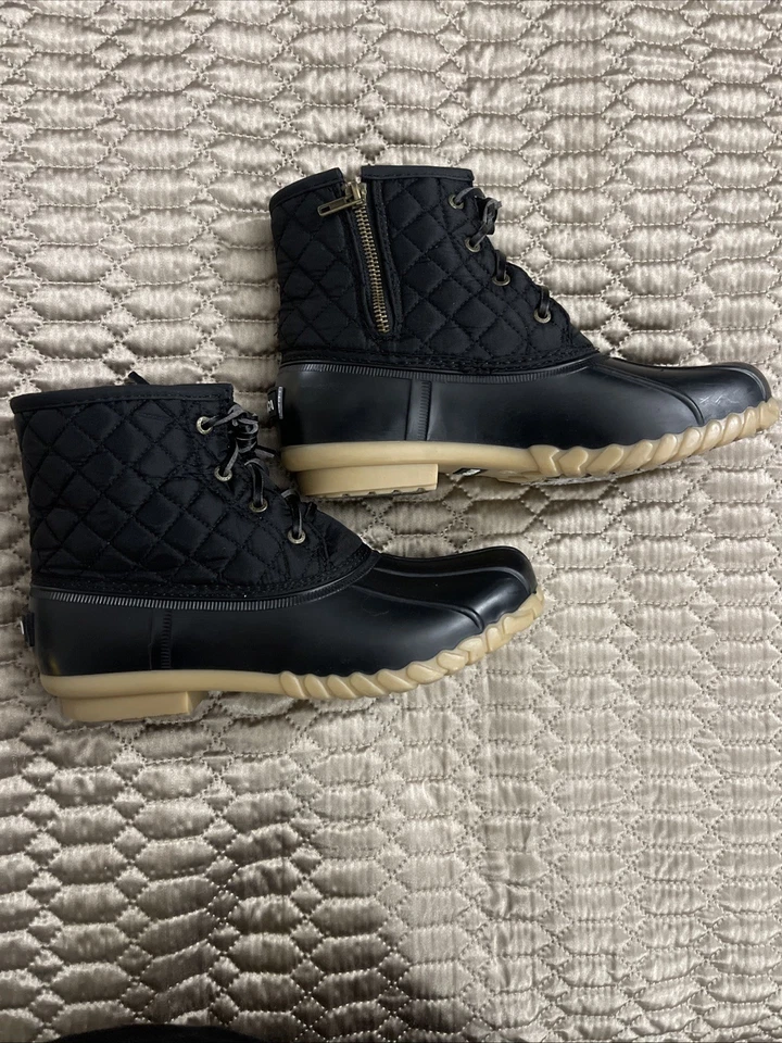 Botas de pato Nautica Dorsay para mujer talla 9 negras acolchadas con cordones de goma Foto 3 de 4