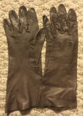Vintage! MICHEL SWISS Genuine Leather Womens Sz 6 Brown Gloves PARIS FRANCE New!