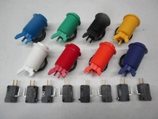 SUZO/HAPP PUSH BUTTON ARCADE 1 UP LONG CHOOSE COLOR MAME, JAMMA, MULTICADE,