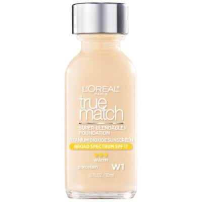 LOREAL True Match Super Blendable Liquid Foundation - WARM W1 PORCELAIN  -NEW