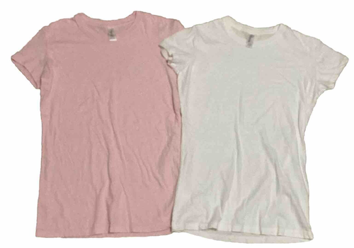Set of 2 - PIMATEE By Pima Apparel Cotton T-Shirts Women’s LARGE, pink & white