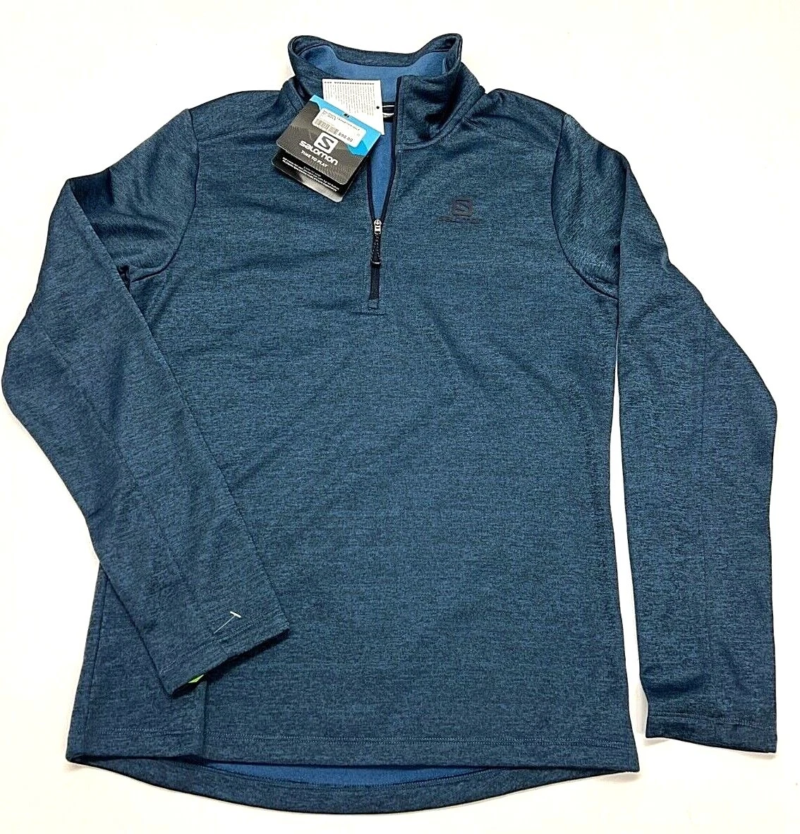 $90 Salomon Transition 1/2 Zip Top NWT Unisex Base Layer Blue S Mens Fleece