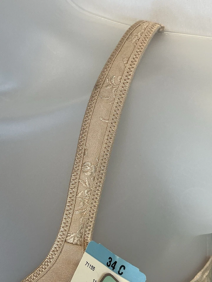 Nuevo con etiquetas Sujetador Vanity Fair Soft Curves 34C Cobertura Completa Bordado Floral Beige Foto 3 de 4